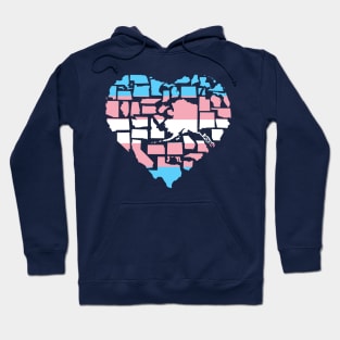 Transgender Pride Flag Love Not Hate Trans Pride in All 50 States Trans Support Inclusive Pride 2SLGBTQ+ Pride Hoodie